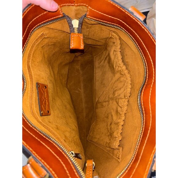 Patricia Nash Leather Tote Purse With Floral Print & Braided Handles - Picture 8 of 11